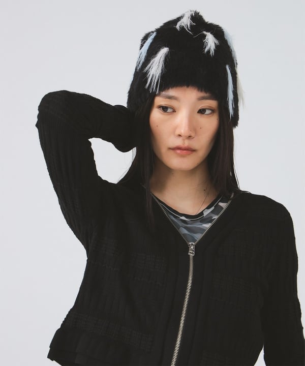 Ray BEAMS（レイ ビームス）カラー フリンジ ニット帽（帽子 ニット