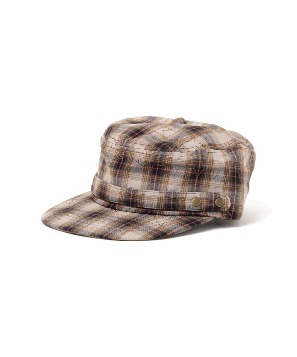 Star embroidered check cap