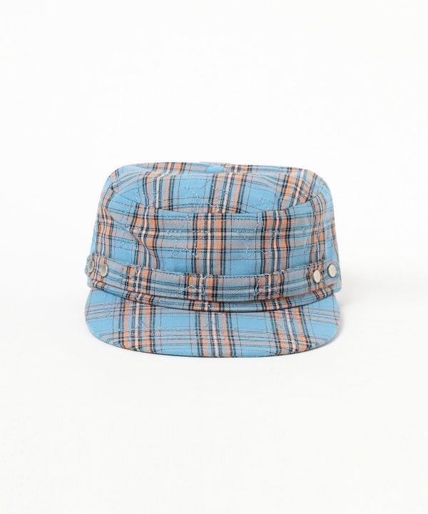 Star embroidered check cap