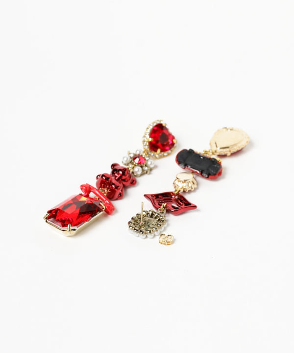 Ray BEAMS（レイ ビームス）【別注】guriguri / Red ビジュー ピアス（アクセサリー ピアス（両耳用））通販｜BEAMS