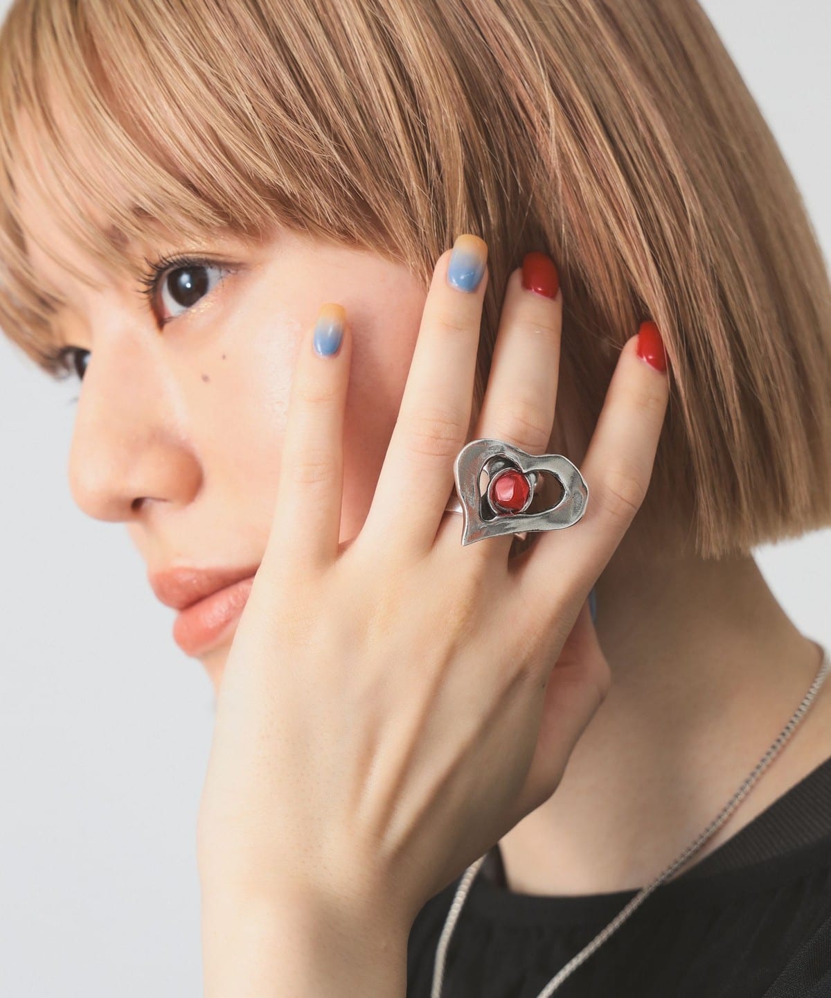 OtroAccesorio / ハート ストーン リング アクセサリー WOMEN RED ONE SIZE OtroAccesorio / ハート ストーン リング アクセサリー WOMEN RED ONE SIZE
