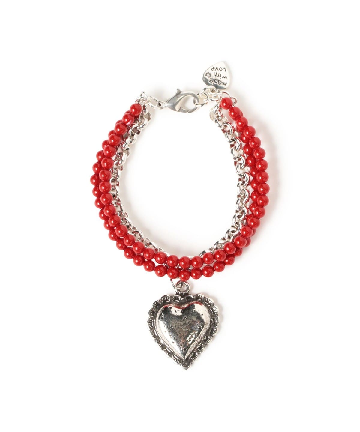OtroAccesorio / ハート & ストーン ブレスレット アクセサリー WOMEN RED ONE SIZE OtroAccesorio / ハート & ストーン ブレスレット アクセサリー WOMEN RED ONE SIZE