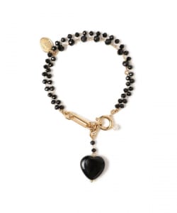 Junco Paris / ブラックガラス＆オニキス ハート ブレスレット