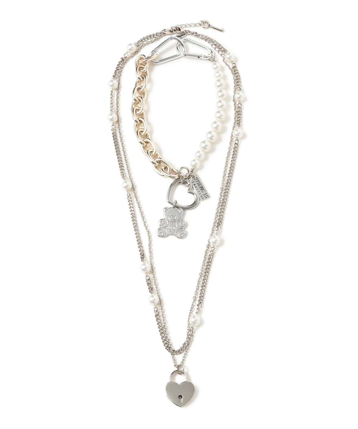 guriguri グリグリ / パール ミックス 3連 ネックレス アクセサリー WOMEN SILVER ONE SIZE guriguri グリグリ / パール ミックス 3連 ネックレス アクセサリー WOMEN SILVER ONE SIZE