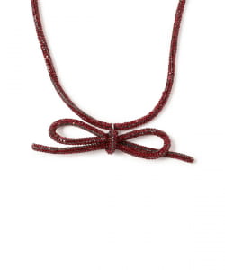 LOTUS PINK / ラインストーン ボウ ネックレス