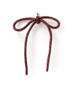 LOTUS PINK / ラインストーン ボウ ピアス