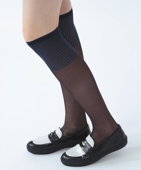 Color-blocked glitter sheer socks