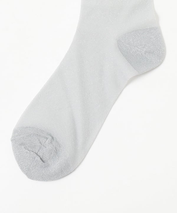 Color-blocked glitter sheer socks