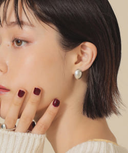Ray BEAMS / シルバー オーバル ニュアンス ピアス