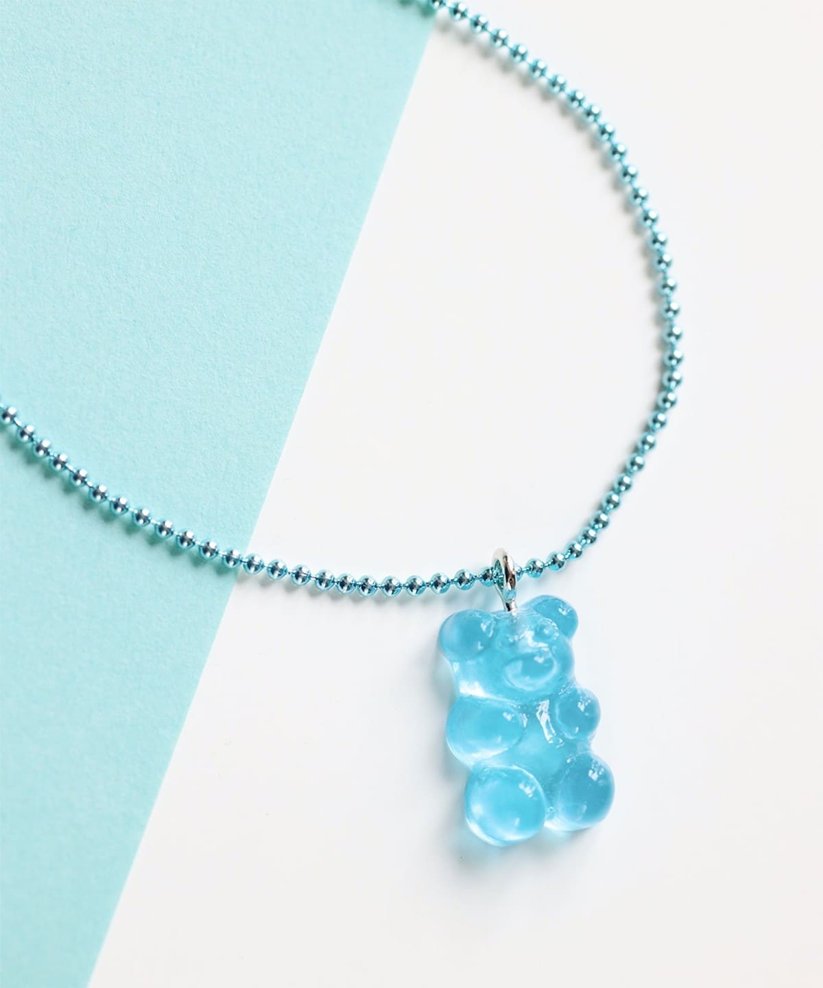 カラーボール チャーム クマ ネックレス アクセサリー WOMEN LT. BLUE FREE カラーボール チャーム クマ ネックレス アクセサリー WOMEN LT. BLUE FREE