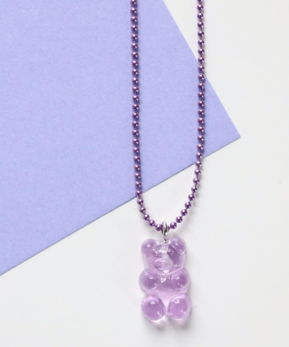 カラーボール チャーム クマ ネックレス アクセサリー WOMEN PURPLE FREE カラーボール チャーム クマ ネックレス アクセサリー WOMEN PURPLE FREE