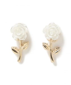 Ray BEAMS / 女裝 白玫瑰 針式耳環