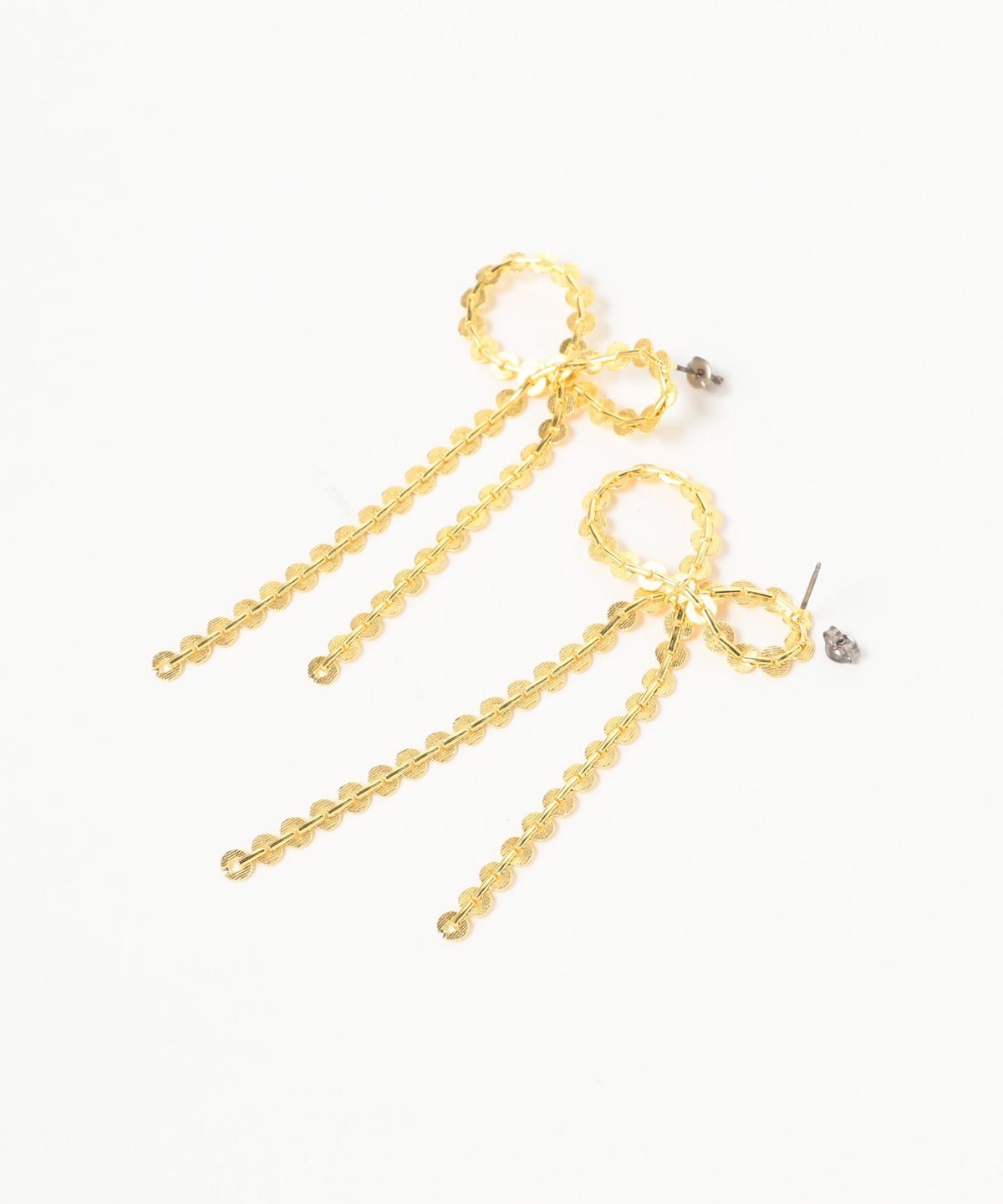 Ray BEAMS（レイ ビームス）アシンメトリー リボン チェーン ピアス