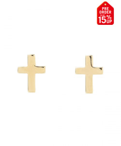 【+15%ポイントUP】K10 クロス ピアス