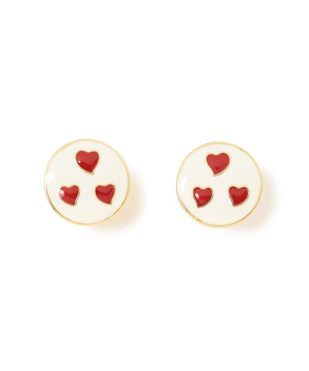 3ハート ラウンド イヤリング アクセサリー WOMEN WHITE/RED ONE SIZE 3ハート ラウンド イヤリング アクセサリー WOMEN WHITE/RED ONE SIZE