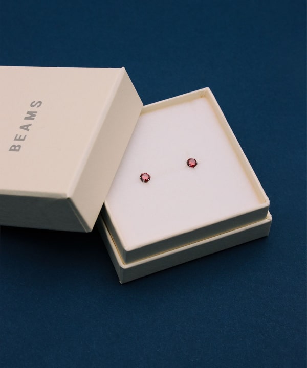 Ray BEAMS（レイ ビームス）K10 4mm CZ ピアス レッド