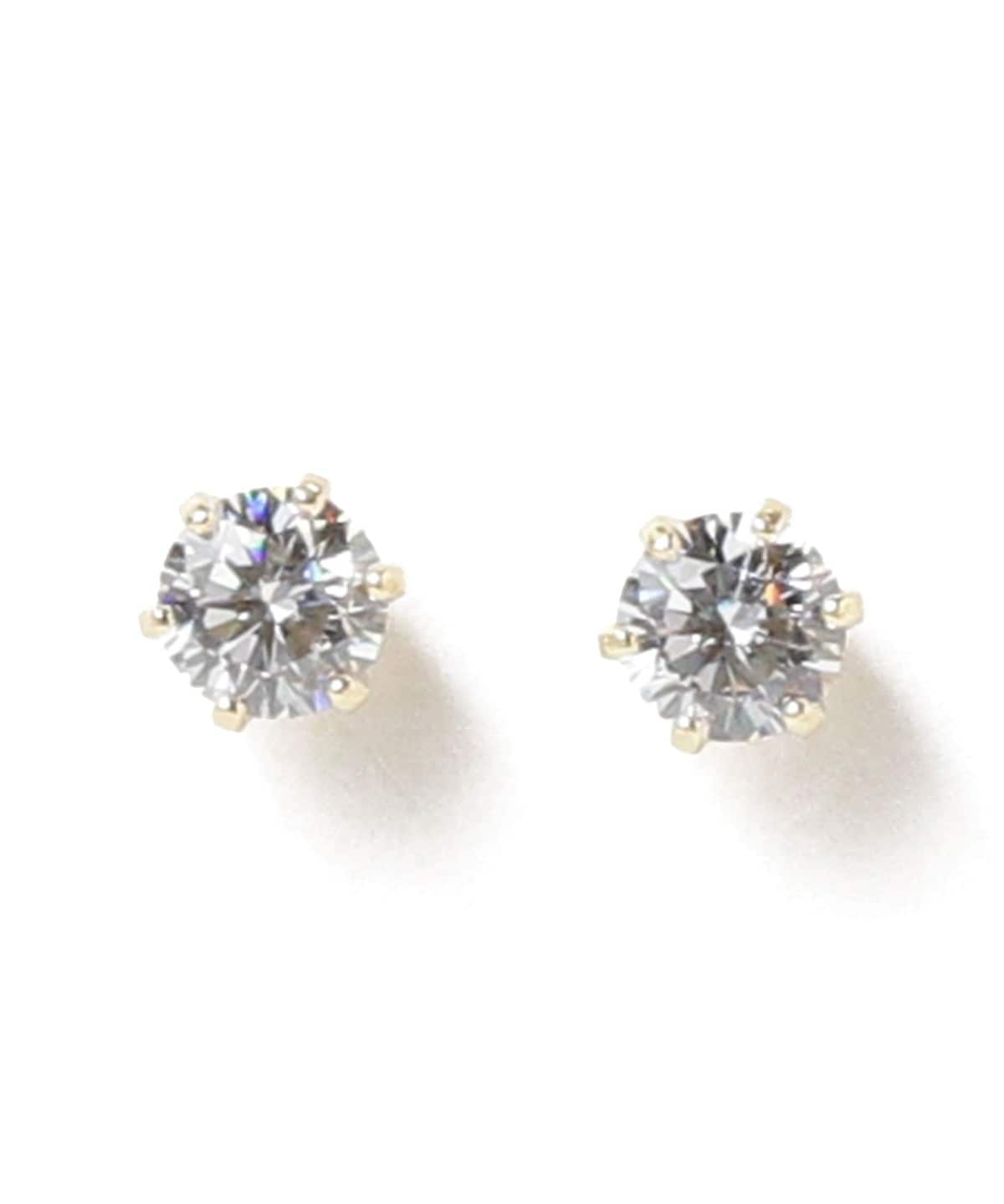 Ray BEAMS（レイ ビームス）K10 4mm CZ ピアス クリア