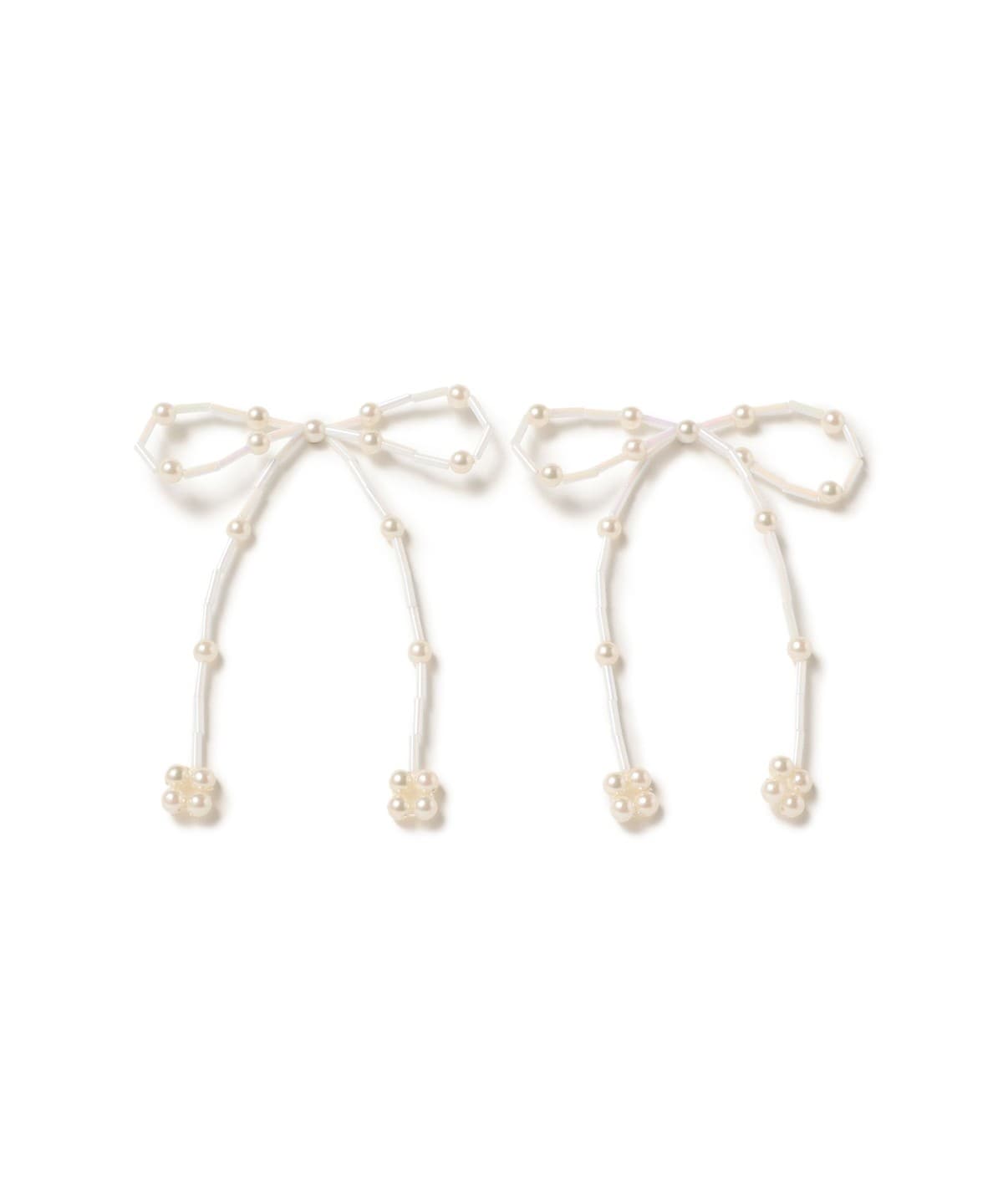 ビーズ リボン ピアス アクセサリー WOMEN WHITE ONE SIZE ビーズ リボン ピアス アクセサリー WOMEN WHITE ONE SIZE