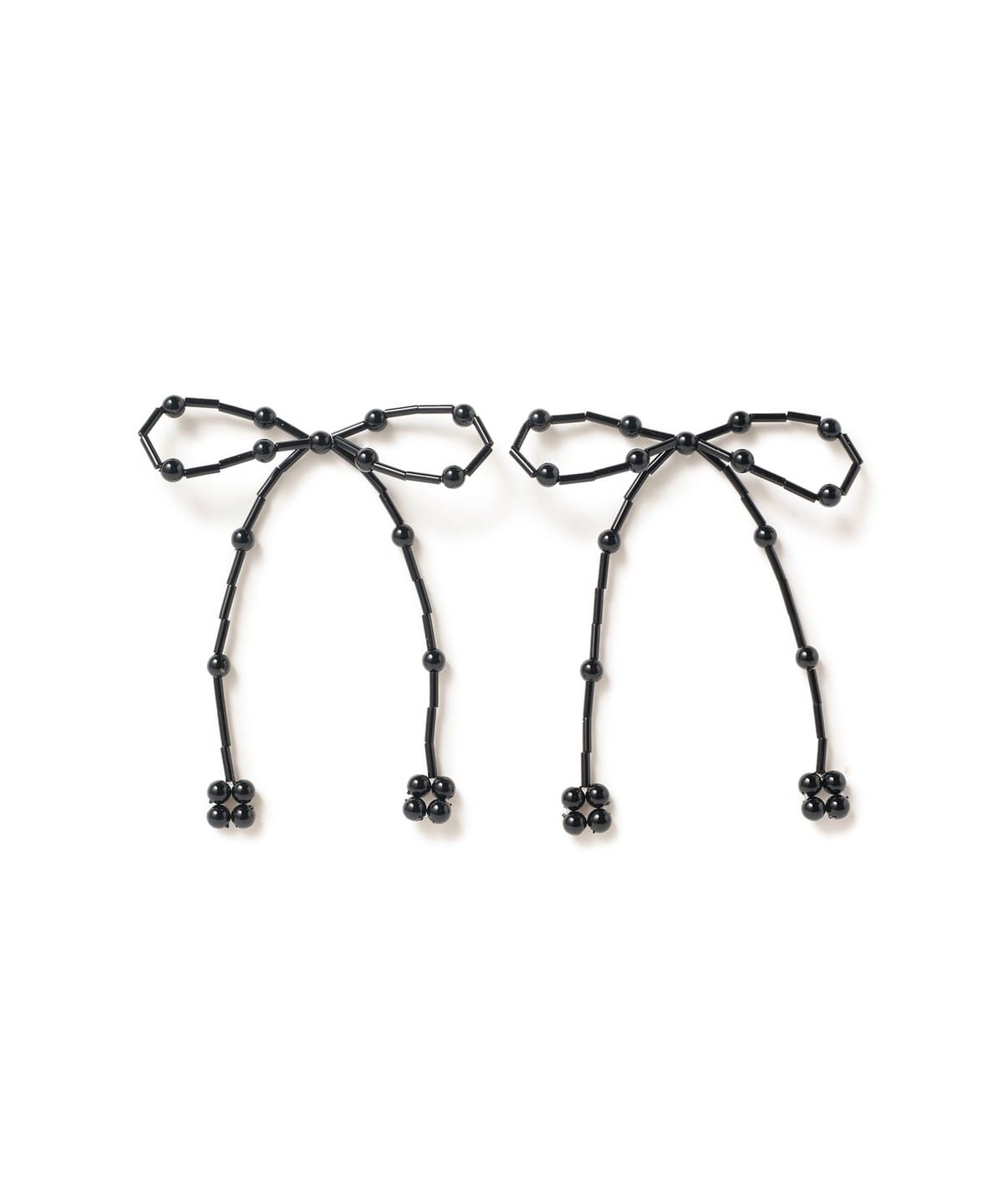 ビーズ リボン ピアス アクセサリー WOMEN BLACK ONE SIZE