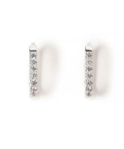 シルバー オーバル フープ CZ ピアス