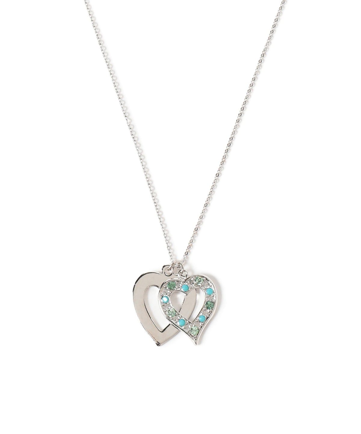 ダブルハート クリスタル ネックレス アクセサリー WOMEN SILVER ONE SIZE ダブルハート クリスタル ネックレス アクセサリー WOMEN SILVER ONE SIZE