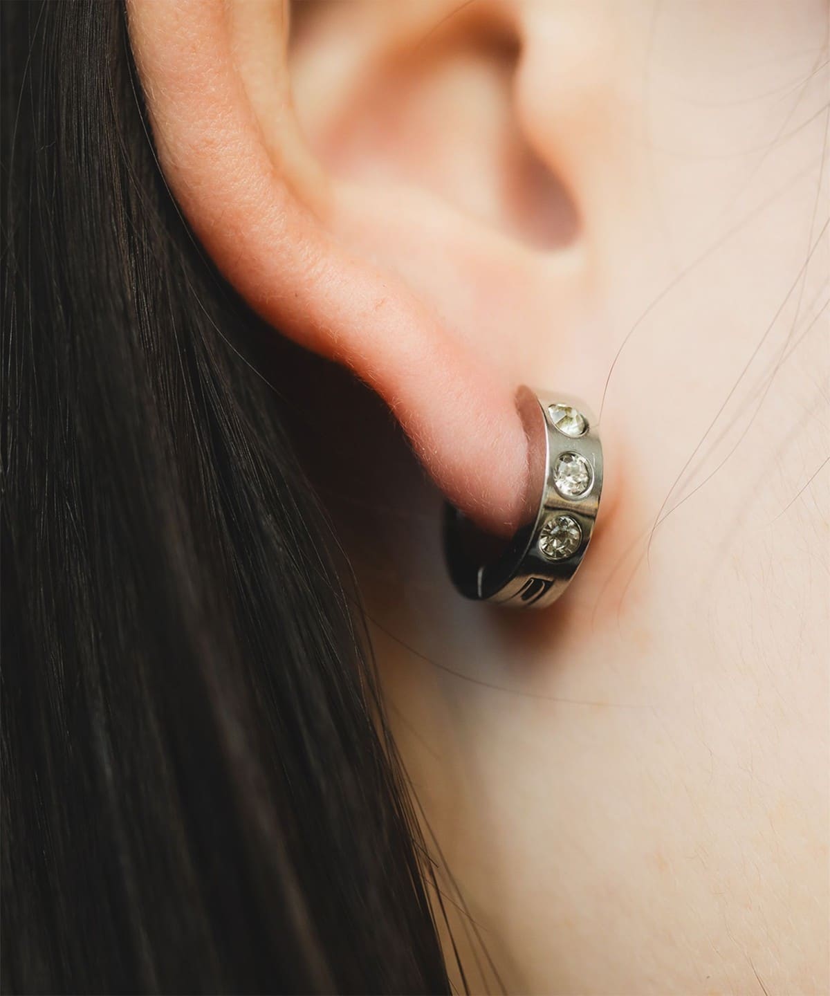 ステンレス ストーン フープ イヤリング アクセサリー WOMEN SILVER ONE SIZE ステンレス ストーン フープ イヤリング アクセサリー WOMEN SILVER ONE SIZE