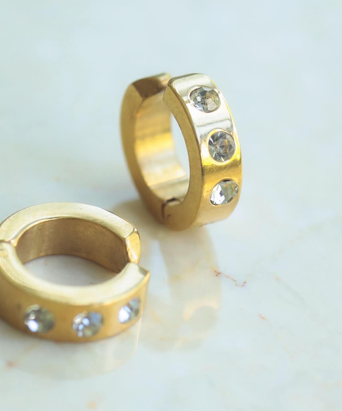 ステンレス ストーン フープ イヤリング アクセサリー WOMEN GOLD ONE SIZE ステンレス ストーン フープ イヤリング アクセサリー WOMEN GOLD ONE SIZE