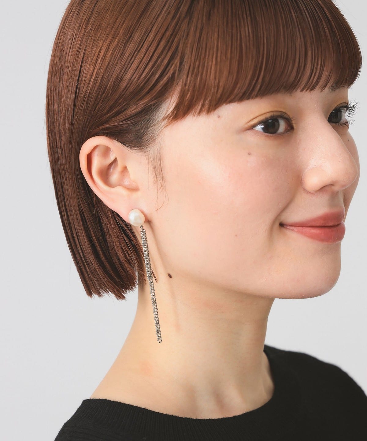 Ray BEAMS（レイ ビームス）フリンジチェーン 淡水パール ピアス