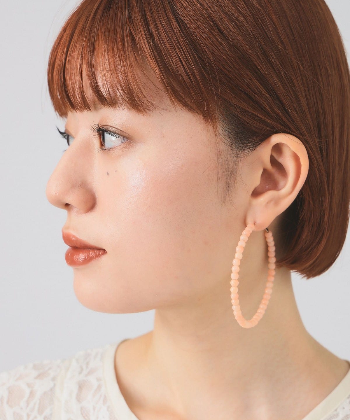 グラス ボール フープ ピアス アクセサリー WOMEN APRICOT ONE SIZE