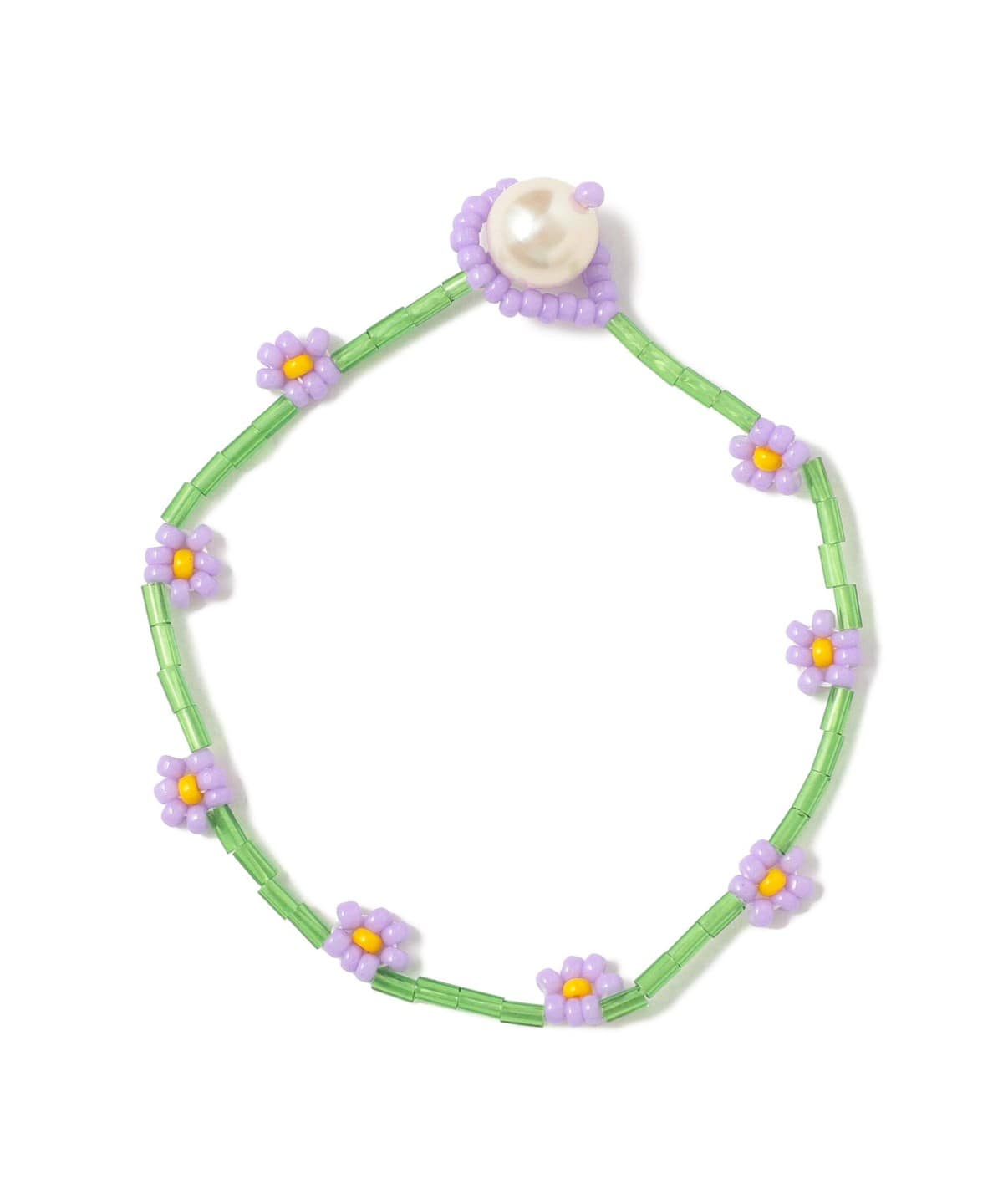 プチ フラワー ビーズ ブレスレット アクセサリー WOMEN GREEN/PURPLE ONE SIZE プチ フラワー ビーズ ブレスレット アクセサリー WOMEN GREEN/PURPLE ONE SIZE