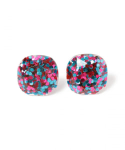 スクエア ラメ ピアス