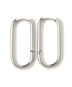 ステンレス ロング オーバル フープ ピアス