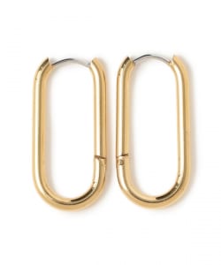 ステンレス ロング オーバル フープ ピアス