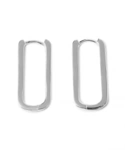 シルバー オーバル フープ ピアス