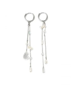 淡水&ストーン フープ ピアス