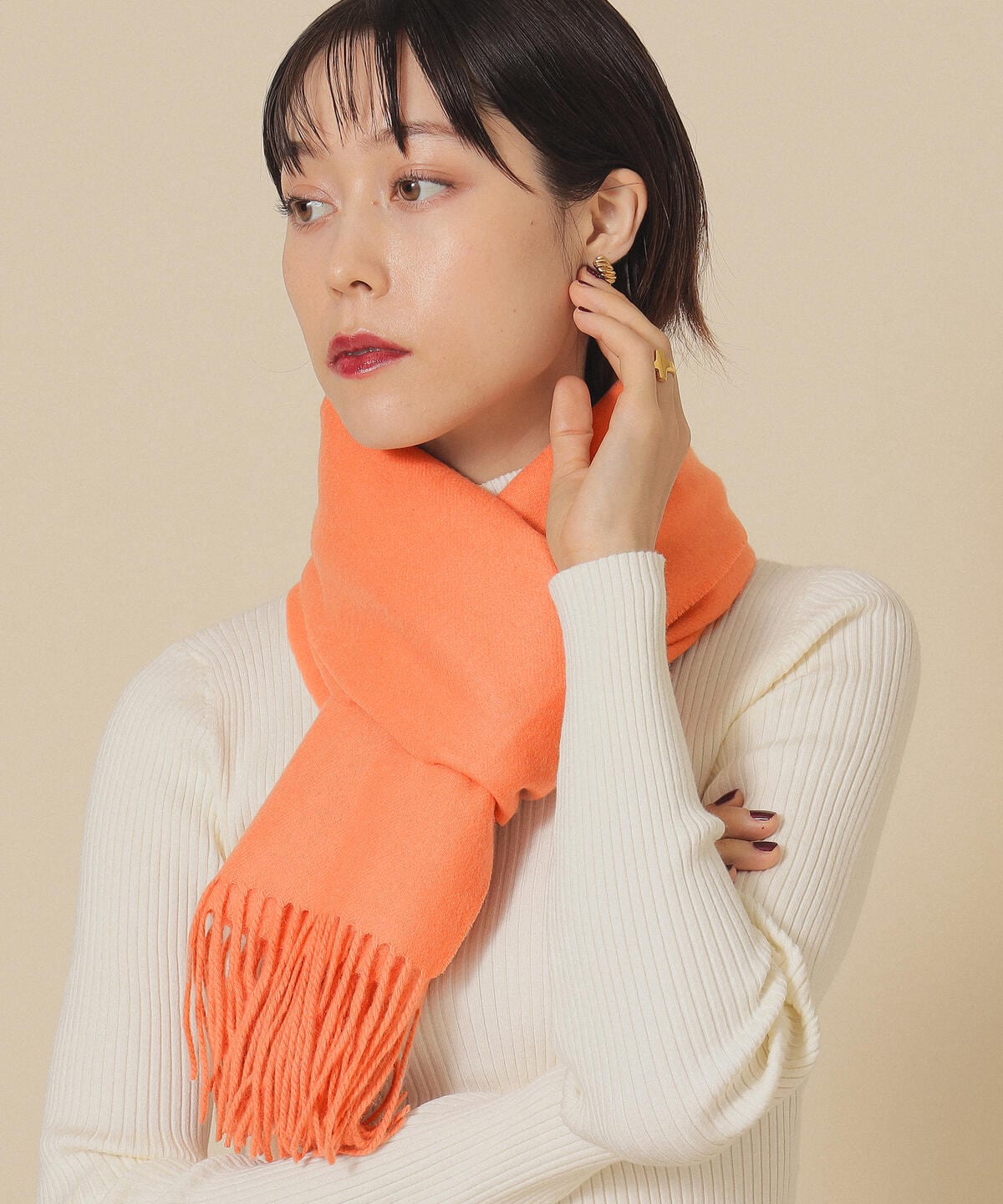 Johnstons   ソリッドカシミヤ ビッグストール EFFE BEAMS デミルクス ビームス ファッション雑貨 マフラー・ストール・ネックウォーマー ブラウン ピンク[Rakuten Fashion]
