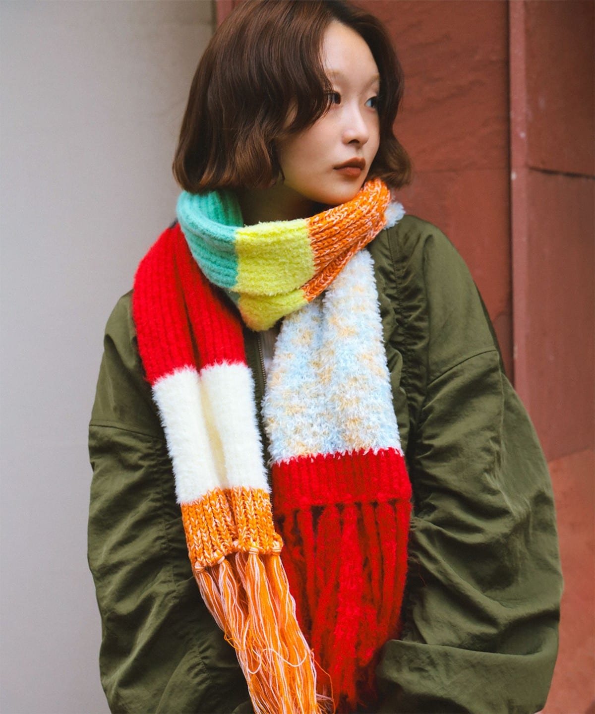 Ray BEAMS（レイ ビームス）ミックス ニット マフラー（ファッション