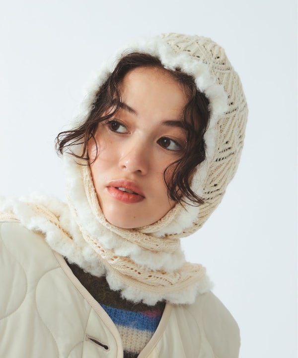 カギ編み フード マフラー OFF WHITE