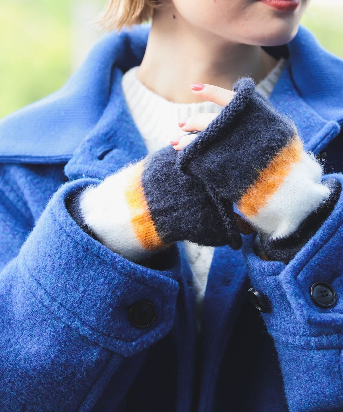 ボーダー アームウォーマー ファッション雑貨 WOMEN NAVY×ORANGE ONE SIZE ボーダー アームウォーマー ファッション雑貨 WOMEN NAVY×ORANGE ONE SIZE
