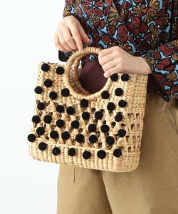 ETHNIC LANNA / ポンポン カゴバッグ
