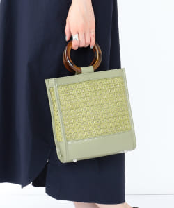 Ray BEAMS / フェイクレザー メッシュ アクリルハンドル バッグ