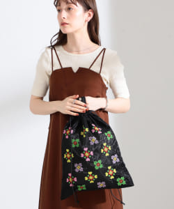 Ray BEAMS / チュール 刺繍 巾着 トートバッグ