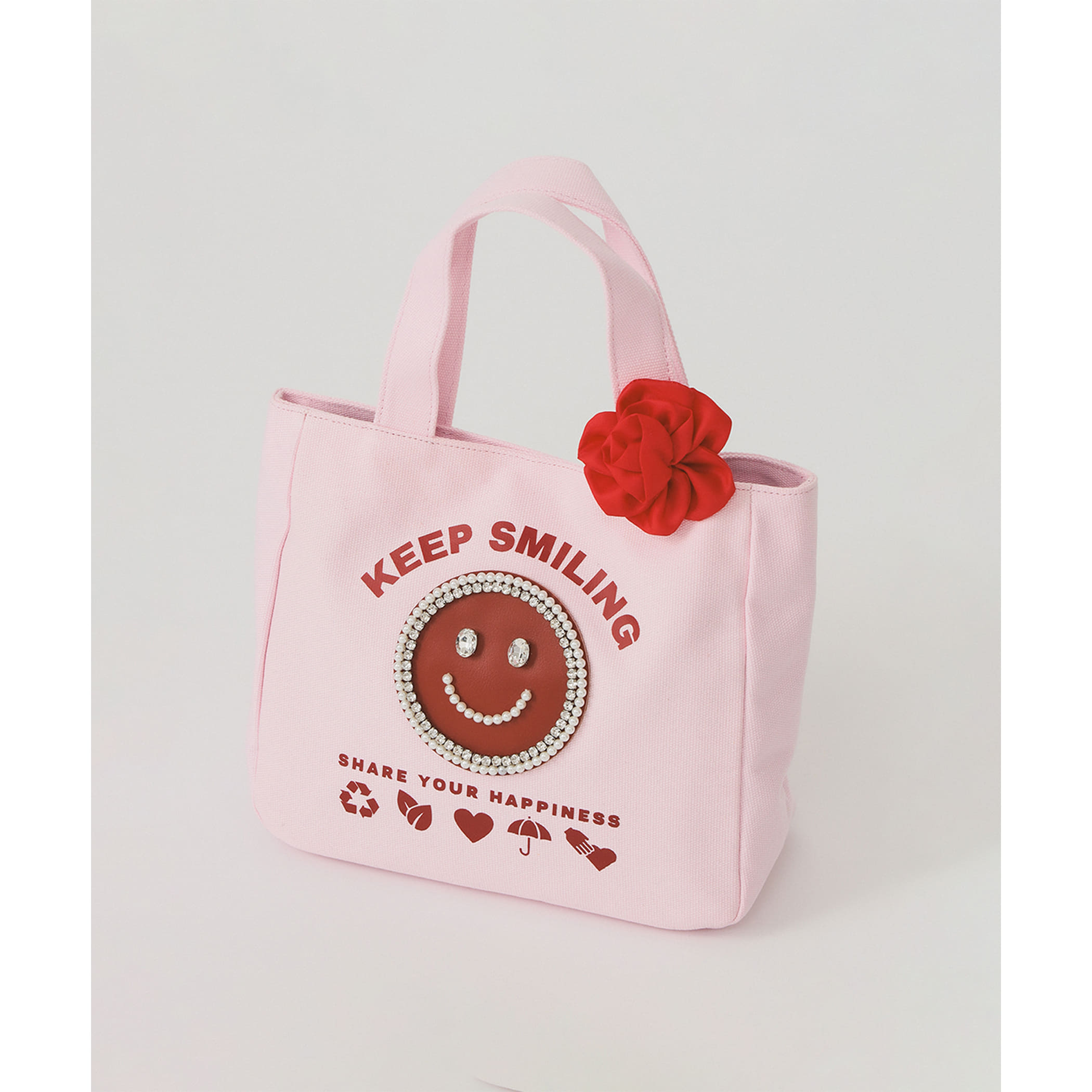 【別注】ECODECO エコデコ / キープ スマイル トートバッグ バッグ WOMEN PINK ONE SIZE 【別注】ECODECO エコデコ / キープ スマイル トートバッグ バッグ WOMEN PINK ONE SIZE