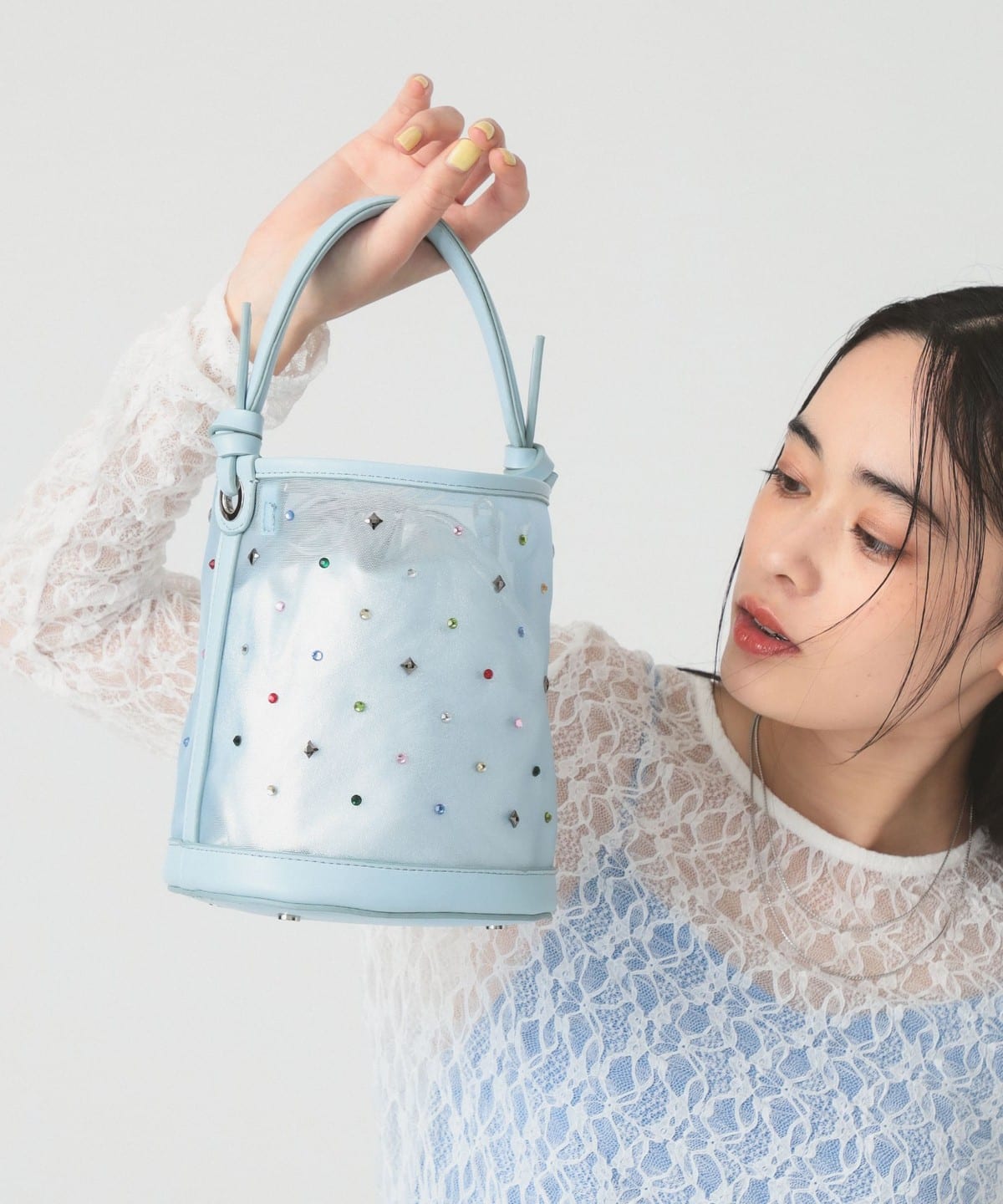 メッシュ シャイニー バッグ バッグ WOMEN Light. BLUE ONE SIZE メッシュ シャイニー バッグ バッグ WOMEN Light. BLUE ONE SIZE