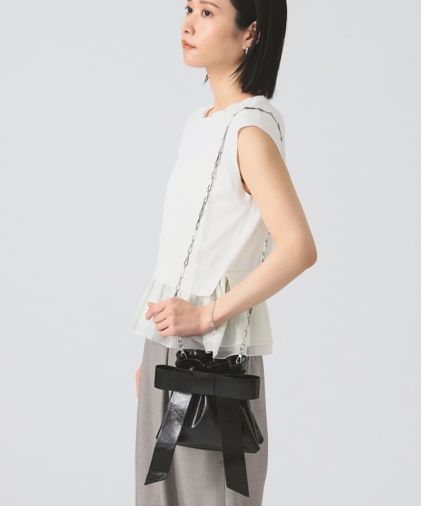 レイビームス リボン バッグ ショルダーバッグ チェーン 黒 巾着バッグ Ray BEAMS（レイ ビームス）【+15%ポイントUP】リボン チェーン