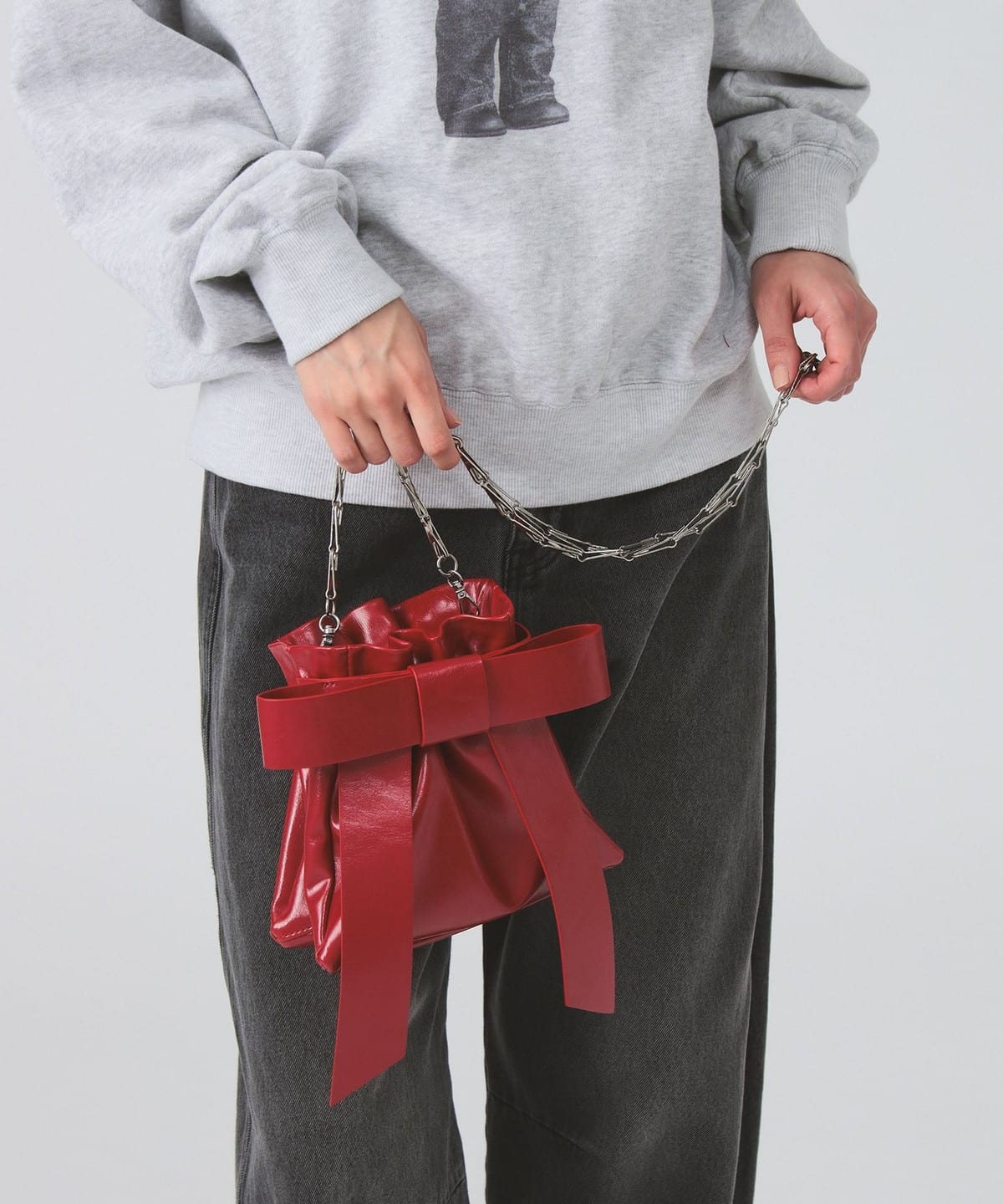 リボン チェーン バッグ バッグ WOMEN RED ONE SIZE リボン チェーン バッグ バッグ WOMEN RED ONE SIZE