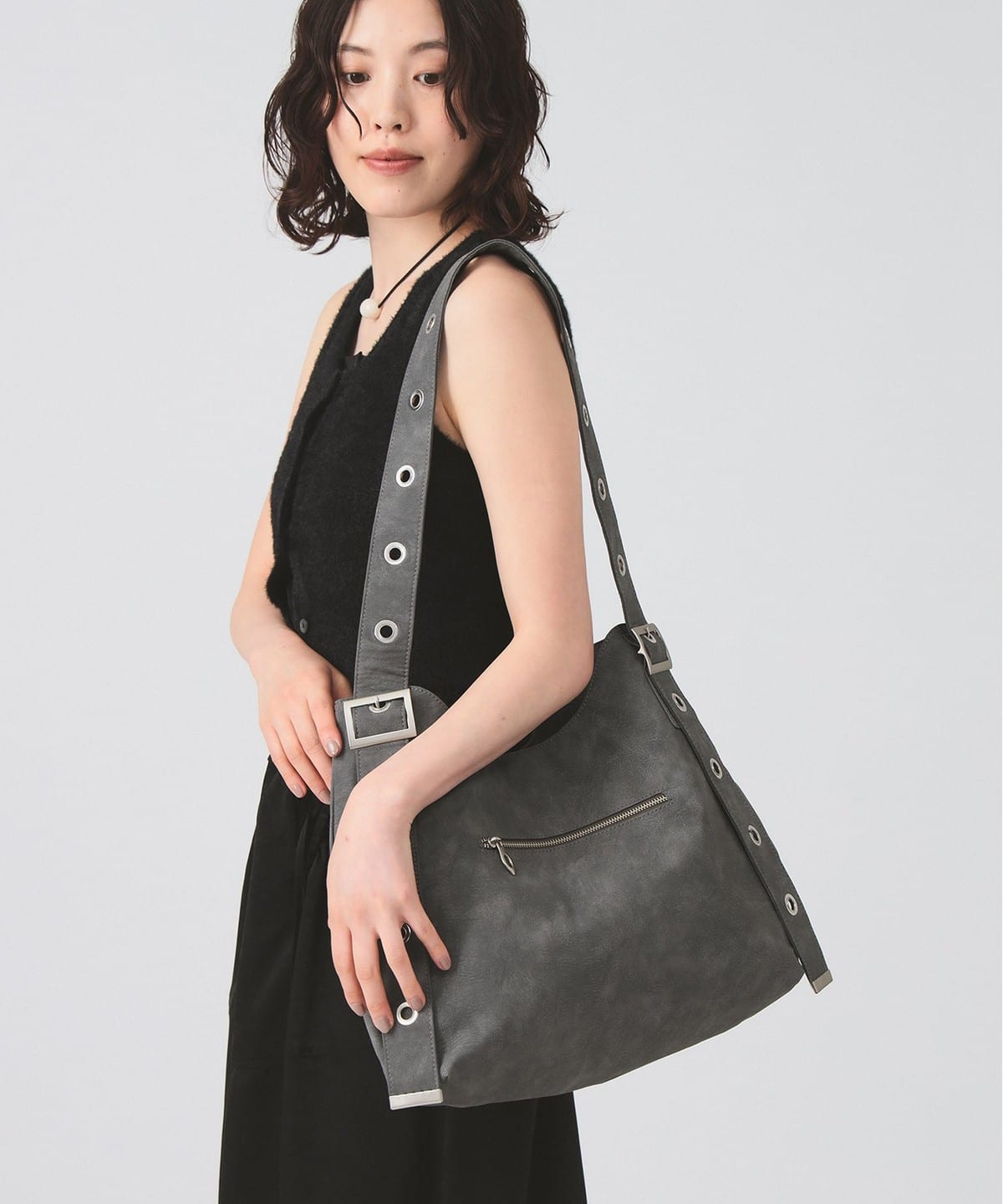 ベルテッド ショルダー バッグ バッグ WOMEN GREY ONE SIZE ベルテッド ショルダー バッグ バッグ WOMEN GREY ONE SIZE