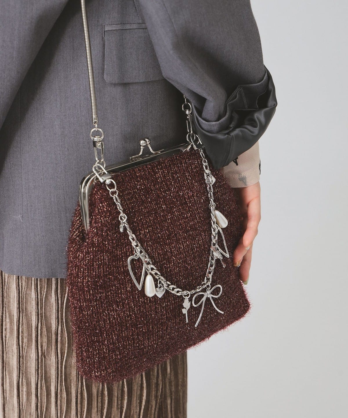 【別注】Casselini キャセリーニ / シャイニーニット バッグ バッグ WOMEN WINE ONE SIZE 【別注】Casselini キャセリーニ / シャイニーニット バッグ バッグ WOMEN WINE ONE SIZE