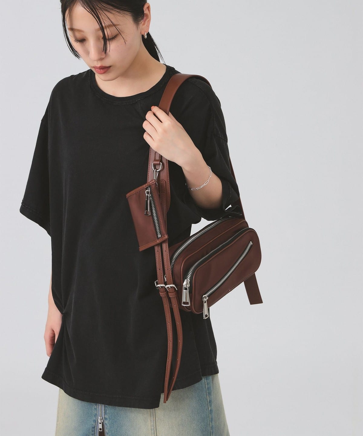 Beaure/ビューレ Ray Beams/ビームス★2way/レザー/ハンド/ショルダーバッグ　茶/ブラウン　両脇フリル加工 レディース　管NO.yB15-40 BEAMS - Beaure/ビューレ Ray Beams/ビームス☆2way/レザー/ハンド