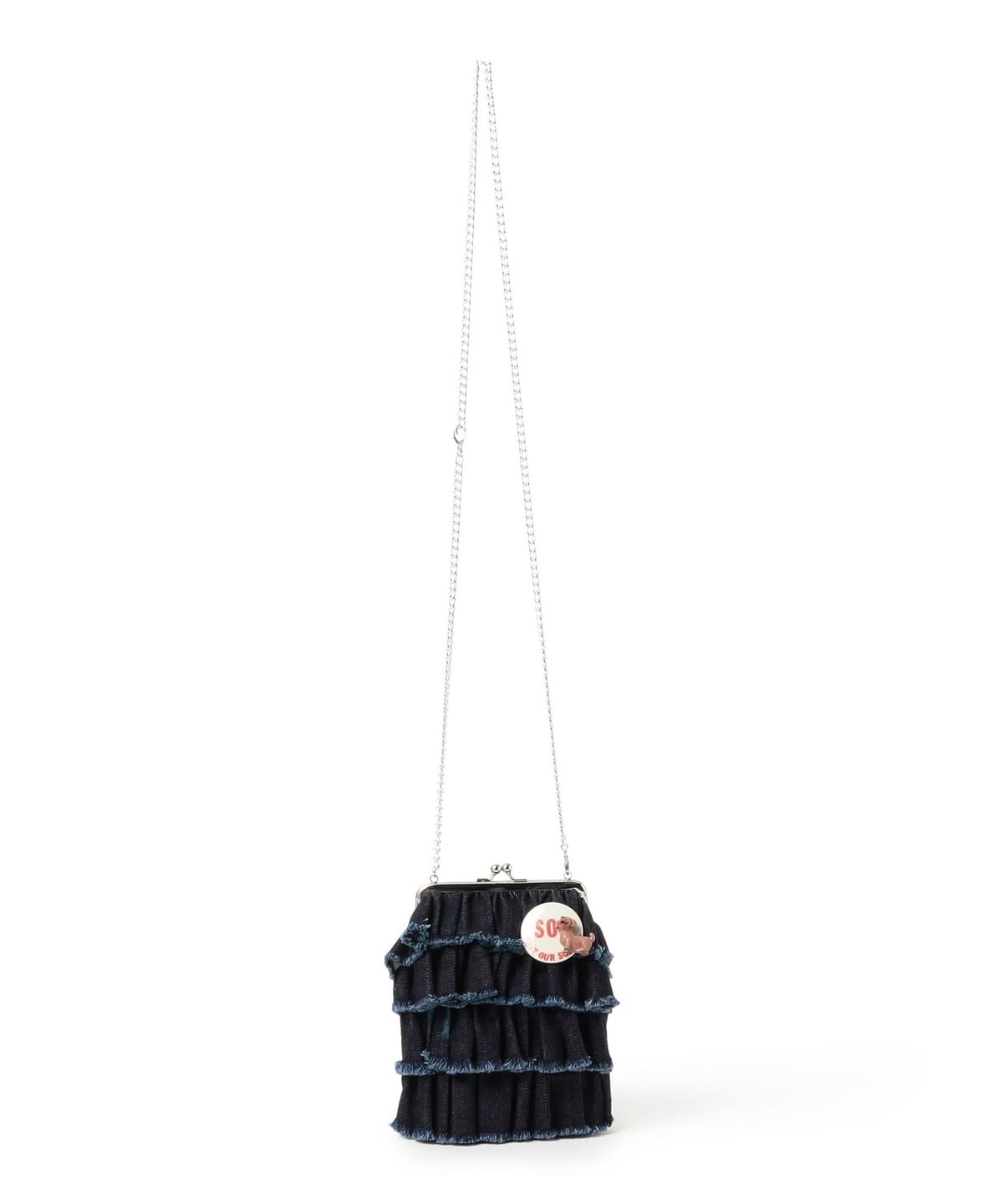 [美品]guriguri がま口bag Ray BEAMS（レイ ビームス）guriguri / デニム フリル がま口 バッグ